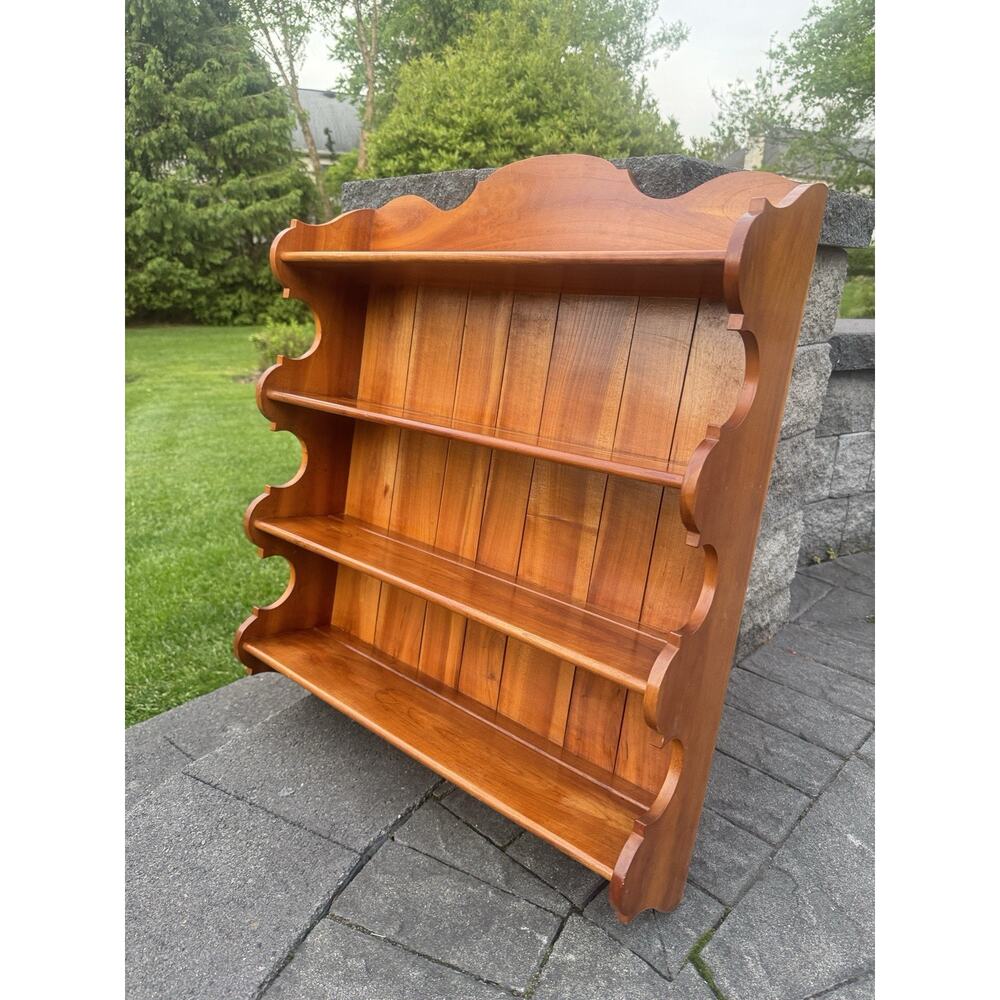 VTG Wood 4 Tier Curio Wall Mount Display Shelf Tea Cup and Saucer 30.5x25 X6.5”